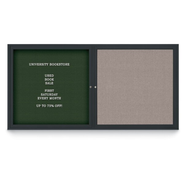 Corkboard, 24"x36", Medium Grey/Bronze